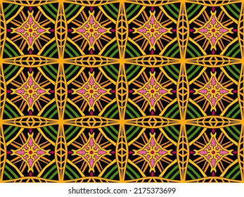 Geometric Seamless Pattern with Tribal Shape. Designed in Ikat, Boho, Aztec, Folk, Motif, Thai, Luxury Arabic Style. Ideal for Fabric Garment, Ceramics, Wallpaper. Vector Illustration