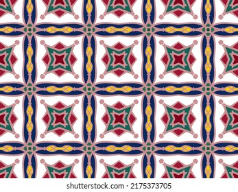 Geometric Seamless Pattern with Tribal Shape. Designed in Ikat, Boho, Aztec, Folk, Motif, Thai, Luxury Arabic Style. Ideal for Fabric Garment, Ceramics, Wallpaper. Vector Illustration