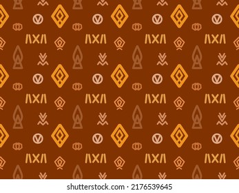 Geometric Seamless Pattern with Tribal Shape. Designed in Ikat, Boho, Aztec, Folk, Motif, Thai, Luxury Arabic Style. Ideal for Fabric Garment, tiles, Wallpaper. Vector Illustration