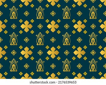 Geometric Seamless Pattern with Tribal Shape. Designed in Ikat, Boho, Aztec, Folk, Motif, Thai, Luxury Arabic Style. Ideal for Fabric Garment, tiles, Wallpaper. Vector Illustration