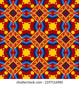 Geometric Seamless Pattern with Tribal Shape. Designed in Ikat, Boho, Aztec, Folk, Motif, Luxury Arabic Style. Ideal for Fabric Garment, Ceramics, Wallpaper. Vector Illustration.