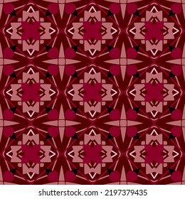 Geometric Seamless Pattern with Tribal Shape. Pink Red Pattern designed in Ikat, Aztec, Moroccan Thai, Luxury Arabic Style. Ideal for Fabric Garment, Ceramics, Wallpaper. Vector Illustration
