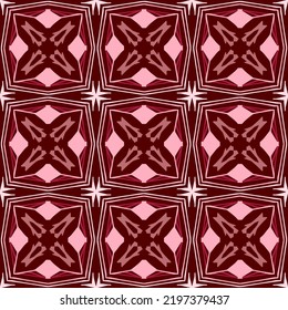 Geometric Seamless Pattern with Tribal Shape. Pink Red Pattern designed in Ikat, Aztec, Moroccan Thai, Luxury Arabic Style. Ideal for Fabric Garment, Ceramics, Wallpaper. Vector Illustration