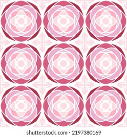 Geometric Seamless Pattern with Tribal Shape. Pink Rose Pattern designed in Ikat, Aztec, Moroccan, Turkish, Luxury Arabic Style. Ideal for Fabric Garment, Ceramics, Wallpaper. Vector Illustration.