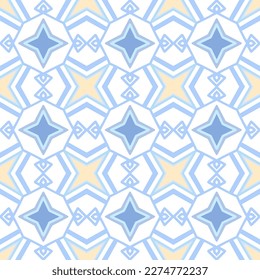 Geometric Seamless Pattern with Tribal Shape. Pattern designed in Ikat, Aztec, Moroccan, Thai, Luxury Arabic Style. Ideal for Fabric Garment, Ceramics, Wallpaper. Vector Illustration.
