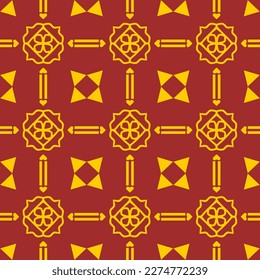 Geometric Seamless Pattern with Tribal Shape. Pattern designed in Ikat, Aztec, Moroccan, Thai, Luxury Arabic Style. Ideal for Fabric Garment, Ceramics, Wallpaper. Vector Illustration.
