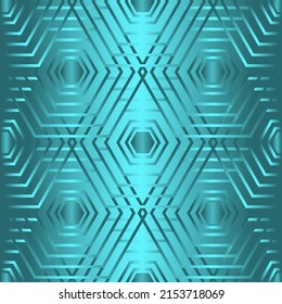 Geometric seamless pattern with turquoise gradient hexagon. Repeating hexagonal elegant abstract texture. Seamless vector illustration.