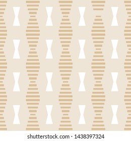 Geometric seamless pattern. Two colors beige and white. Vector illustration