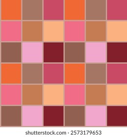 Geometric seamless pattern, understated checkered design with neutral colors and mocha color