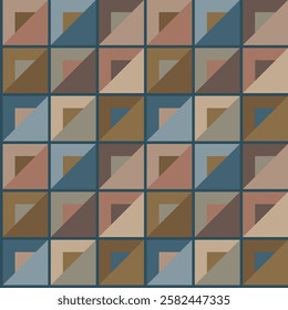 Geometric seamless pattern, understated checkered design with neutral colors and mocha color