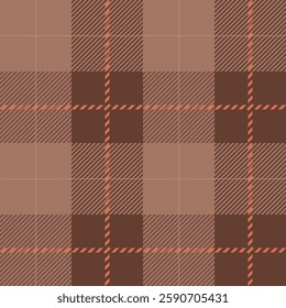 Geometric seamless pattern, understated checkered tartan design with mocha beige brown tone colors