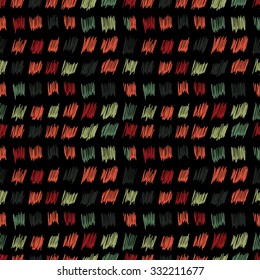 Geometric seamless pattern. Uneven interesting structure squares, bars, spots and lines, drawn by hand. For packaging design, background, wallpaper, fabrics, textiles.