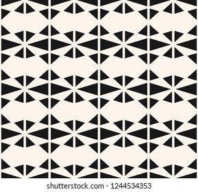 Geometric seamless pattern. Vector abstract black and white texture with different triangles, diamond shapes. Stylish monochrome graphic background. Repeated design for decor, textile, wallpapers