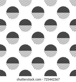 Geometric seamless pattern. Vector abstract background. Black and white polka dots pattern.
