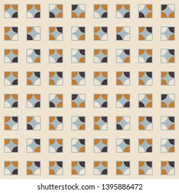 Geometric seamless pattern. Vector background with simple shapes like semi cirles and squares in neutral muted pastel colors.