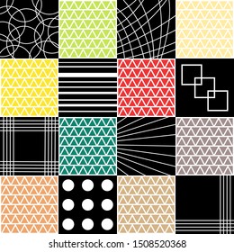 Geometric Seamless pattern vector background design of vector Scandinavian abstract color or Swiss geometry prints with rectangles, squares and circles