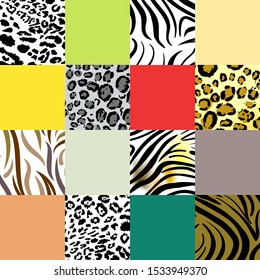 Geometric seamless pattern vector background for design of leopard, zebra and scandinavian abstract color or sweden geometry prints with squares.