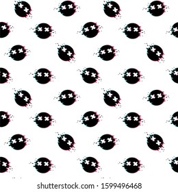Geometric seamless pattern, vector black icon, circle logo with glitch effect on a transparent background. hipster design elements in modern style. Distorted and futuristic style. For business cards 