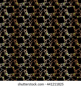 Geometric seamless pattern vector gold, black, green color