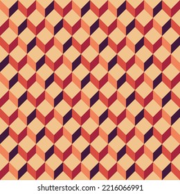 Geometric seamless pattern vector illustration in retro 60s style. Vintage 1970s geometry shapes graphic abstract repeatable motif for carpet, wrapping paper, fabric, background.