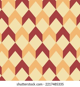 Geometric seamless pattern vector illustration in retro 60s style. Vintage 1970s geometry shapes graphic abstract repeatable motif for carpet, wrapping paper, fabric, background.