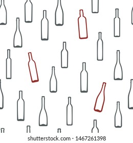 Geometric seamless pattern, vector image of bottles and vessels for drinks