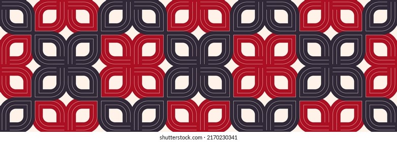 Geometric seamless pattern, vector trendy vintage tiling endless background, geometrical decorative grid.