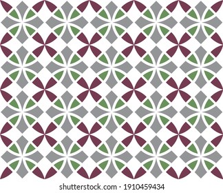 Patrón geométrico sin soldadura. Texturas antiguas. Resumen del patrón vectorial arabesco ininterrumpido. Ornamento de color. Colores de tendencia gris, verde y violeta sobre fondo blanco. Tejidos de diseño sencillo, textiles, envoltura