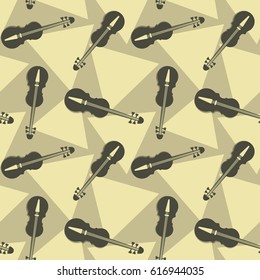Geometric seamless pattern with violins. Vector illustration