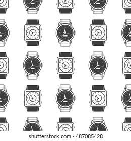 Geometric seamless pattern with watches vector illustration