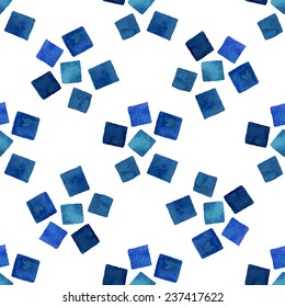 Geometric seamless pattern. Watercolor geometrical shapes, ink. 