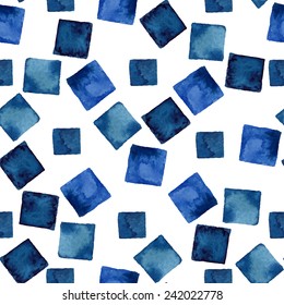 Geometric seamless pattern. Watercolor geometrical shapes, ink.