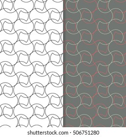 Geometric seamless pattern with wavy line. Repeating abstract vector background with monochrome and color style.