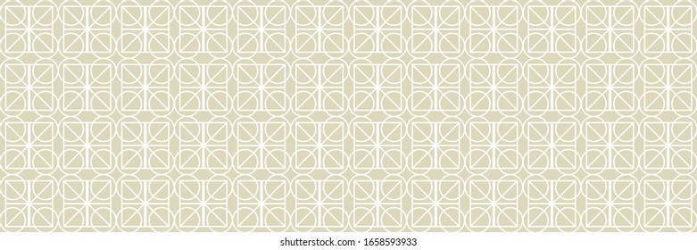 Geometric seamless pattern. White design on long olive green background. Vector illustration