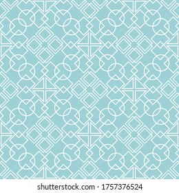Patrón geométrico sin soldadura. Diseño blanco sobre fondo azul claro. Ilustración del vector