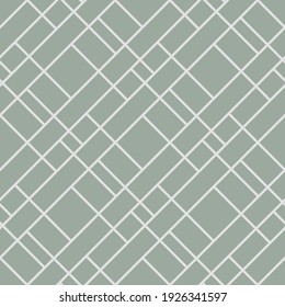 Geometric seamless pattern with white elements on light green background. Fabric print. 