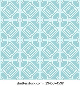 Geometric seamless pattern. White print on blue background