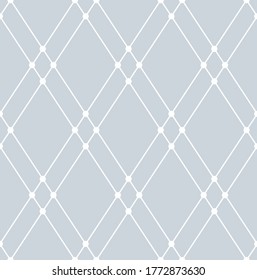 Geometric seamless pattern from white rhombus with dots on grey background. Abstract diamond vector pattern. Simple vector illustration. Geometric design for fabric, wallpaper, scrapbooking, textile
