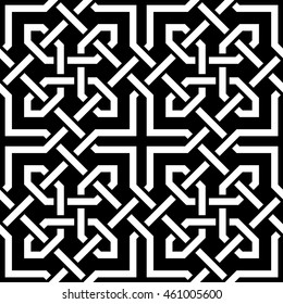 geometric seamless pattern with white stripes on black background.