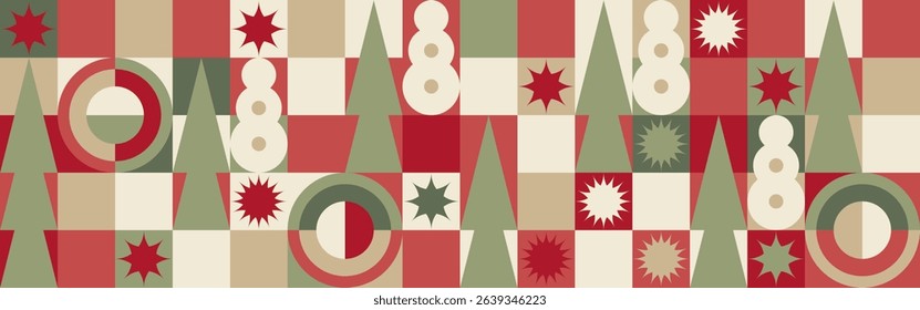 Geometric seamless pattern with winter blue patterns, Christmas trees in Scandinavian style. New Year's fashionable color pattern for textiles and wallpaper, gift design trend.