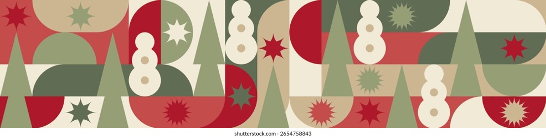 Geometric seamless pattern with winter blue patterns, Christmas trees in Scandinavian style. New Year's fashionable color pattern for textiles and wallpaper, gift design trend.