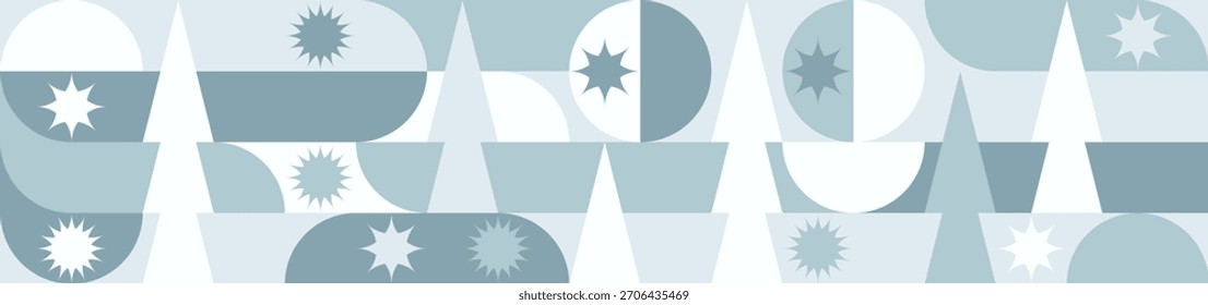 Modelo inconsútil geométrico con los patrones azules del invierno, árboles de Navidad en estilo escandinavo. Patrón de color de moda del año Nuevo para los textiles y el Fondo de pantalla, tendencia del diseño del regalo.