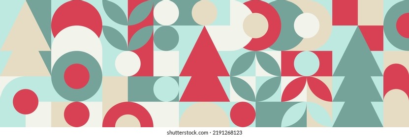 Geometric seamless pattern with winter patterns, Christmas trees in scandinavian style. Trendy colored pattern for textiles and wallpapers.