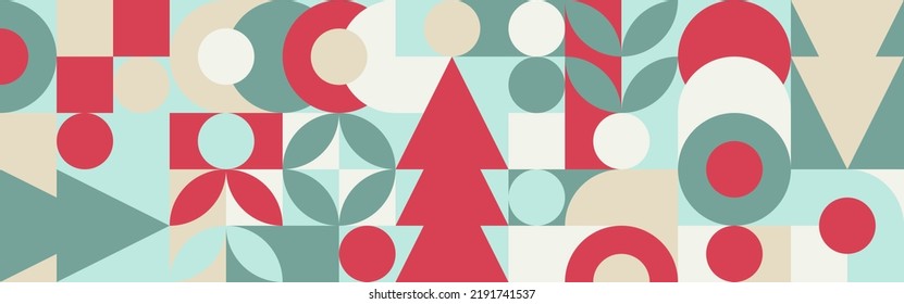 Geometric seamless pattern with winter patterns, Christmas trees in scandinavian style. Trendy colored pattern for textiles and wallpapers.