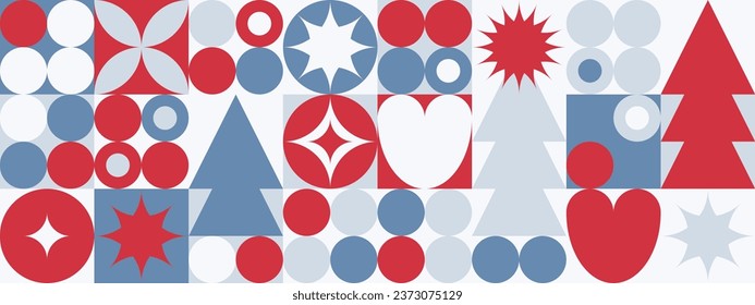 Geometric seamless pattern with winter patterns, Christmas trees in scandinavian style. Trendy colored pattern for textiles and wallpapers.