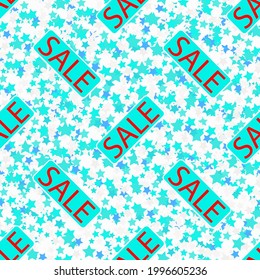 Geometric seamless pattern with the word SALE. Vector illustration