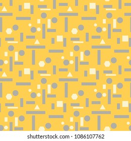 Geometric seamless pattern. Yellow gray and white colored background for wallpapers, textile and fabrics
