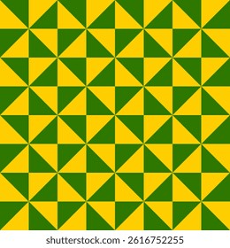 Geometric seamless pattern with yellow and green triangles