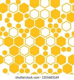 Geometric seamless pattern with yellow honeycomb. Vector illustration