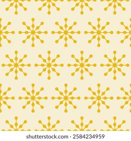 Geometric seamless pattern with yellow sunburst on a beige background. Trendy colorful graphic print. Vector illustration